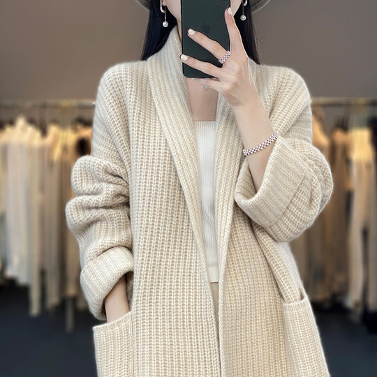 Damen Gemütlicher Strickcardigan mit tiefen Taschen EB