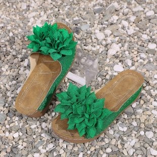 Damen Plattform-Pantoletten mit floralem Dekor EB