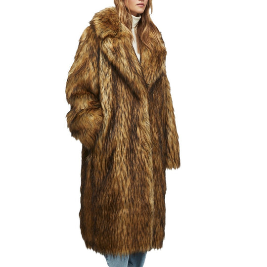 Damen Retro-Inspirierter Kunstpelzmantel EB