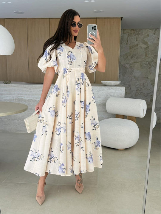 Damen Maxikleid mit elegantem Blumendruck EB