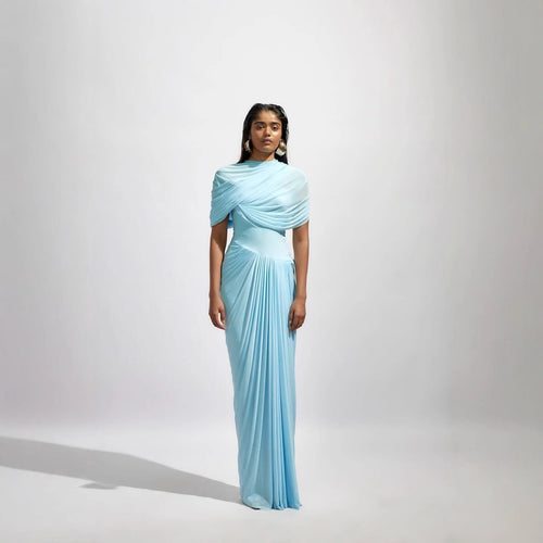 Damen Maxikleid mit eleganter Drapierung und asymmetrischen Cut-Outs EB