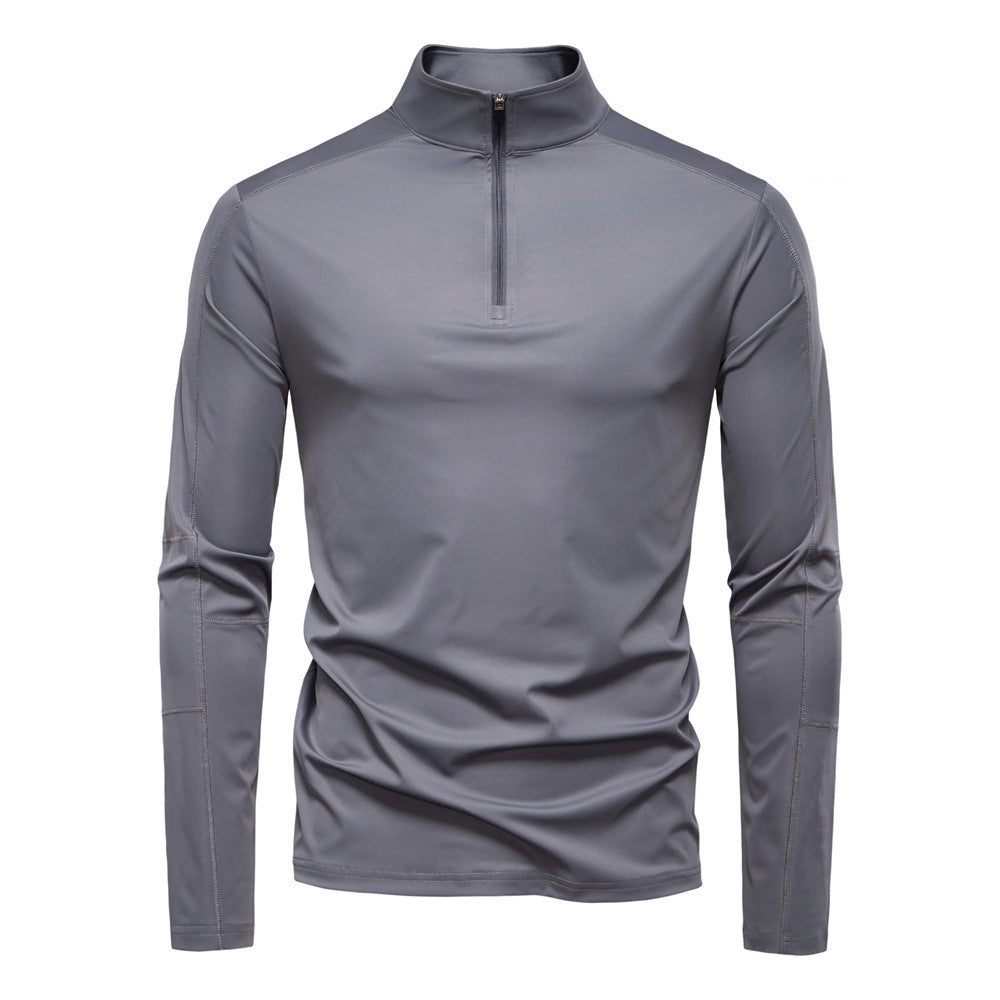 Herren nan Funktions-Langarmshirt mit Stehkragen und halbem Reißverschluss EB