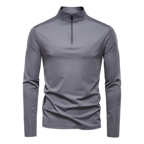 Herren nan Funktions-Langarmshirt mit Stehkragen und halbem Reißverschluss EB