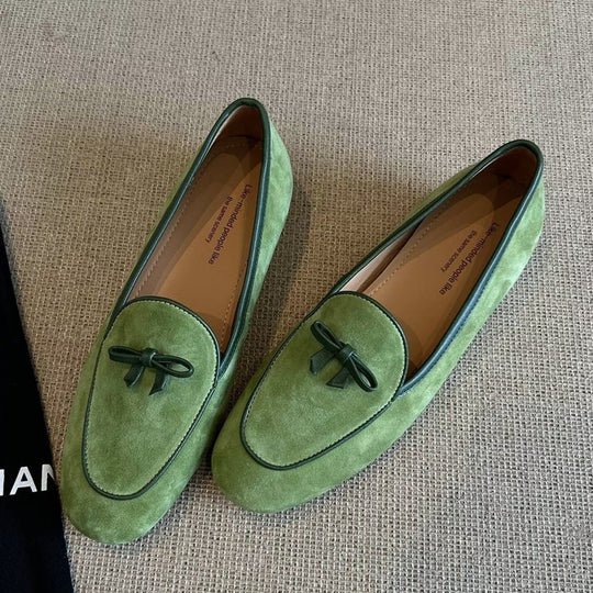 Damen Mokassins mit raffinierten Schleifenapplikationen und weichem Veloursleder EB
