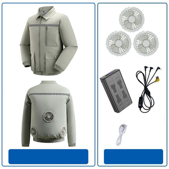 Herren nan belüftete Arbeitsjacke mit integrierten Lüftern, USB-Stromanschluss und reflektierenden Einsätzen EB