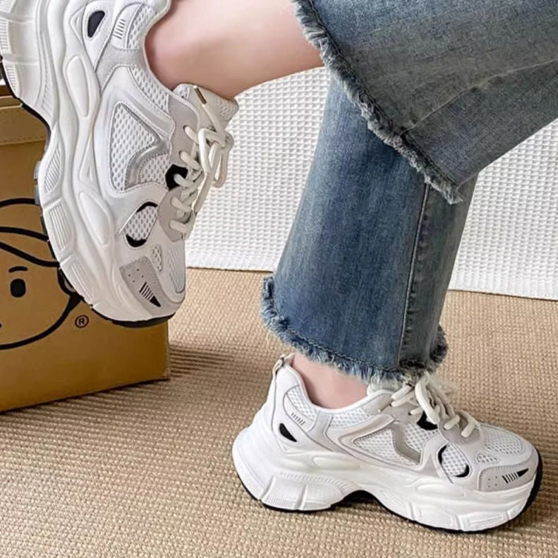 Damen Sportliche Chunky Sneakers mit atmungsaktiver Struktur und dämpfender Sohle EB