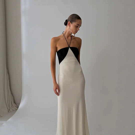 Damen Elegantes Abendkleid mit schimmerndem Oberteil und schmalem Schnitt EB
