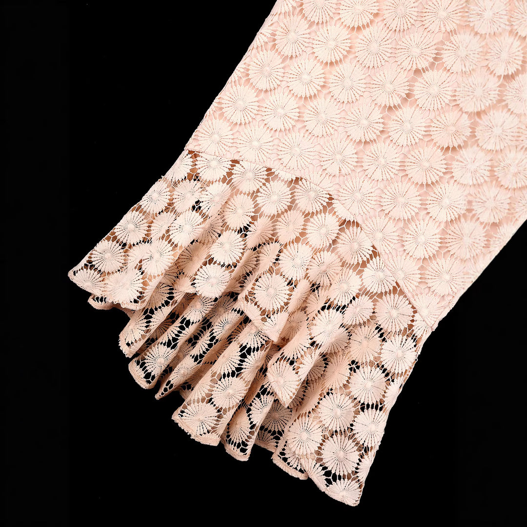Damen Elegantes Spitzenkleid mit Rüschensaum EB