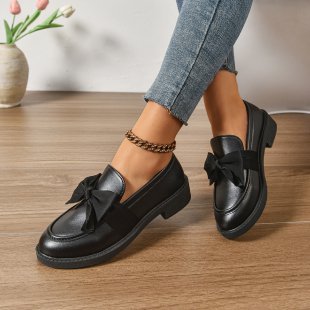 Damen elegante Mokassins mit dekorativem Schleifenakzent EB