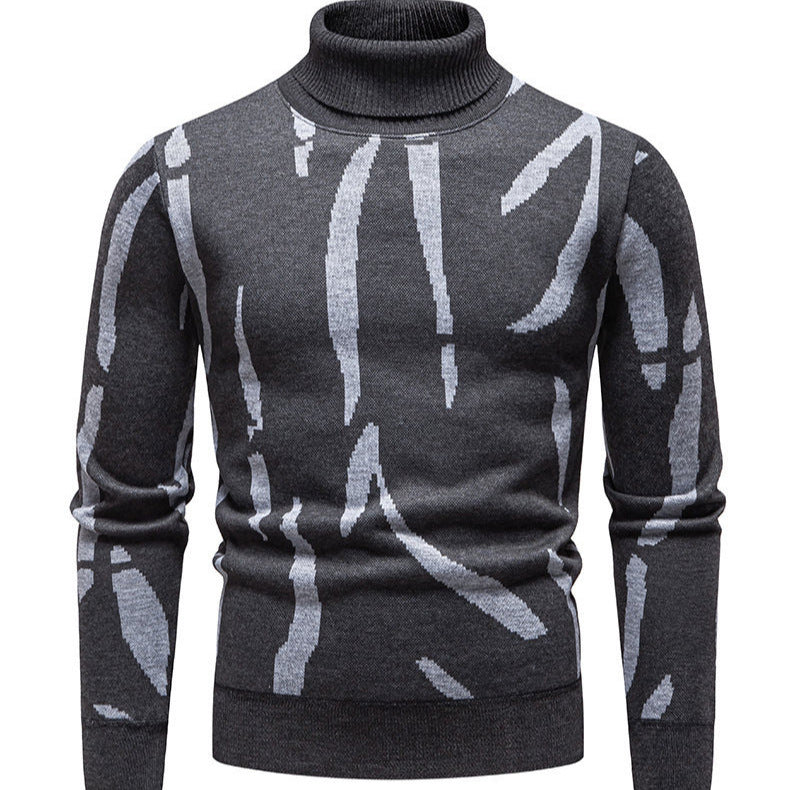 Herren modischer Rollkragenpullover mit auffälligem Muster EB