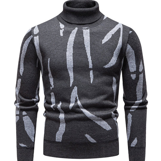 Herren modischer Rollkragenpullover mit auffälligem Muster EB