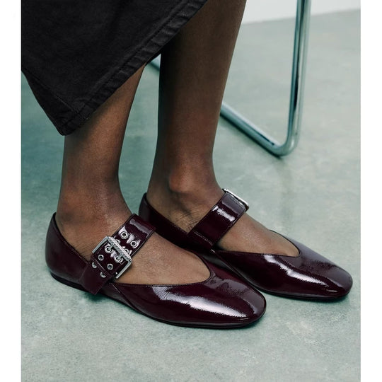 Damen Elegante Ballerinas im Leopardenmuster mit modischer Schnalle EB