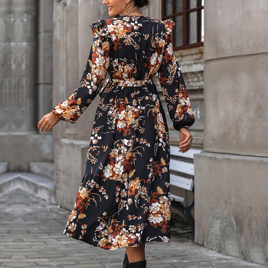 Damen Maxikleid mit raffinierten Rüschendetails und eleganter Taillierung EB