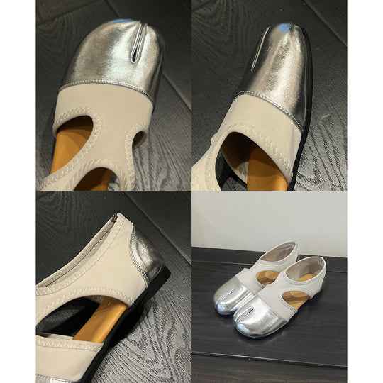 Damen elegante Slipper mit modischen Cut-Outs und funkelndem Metalleffekt EB