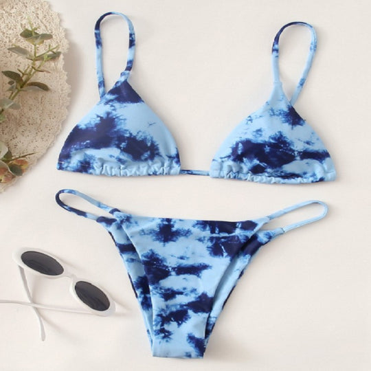 Damen Triangel-Bikini mit modischem Batikdesign EB