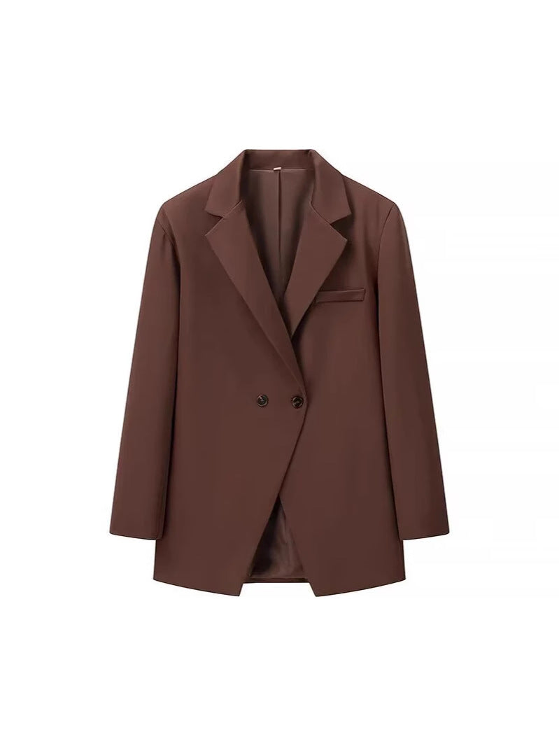 Damen eleganter Oversized-Blazer mit doppelter Knopfleiste und praktischen Taschen EB