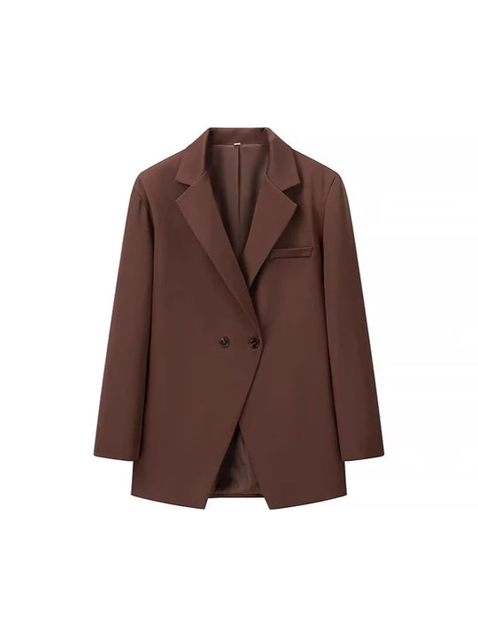 Damen eleganter Oversized-Blazer mit doppelter Knopfleiste und praktischen Taschen EB