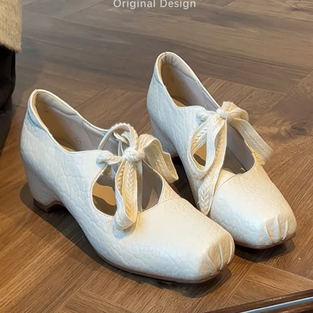 Damen Ballerinas im eleganten Schlangenlederlook mit dekorativem Schleifenakzent EB