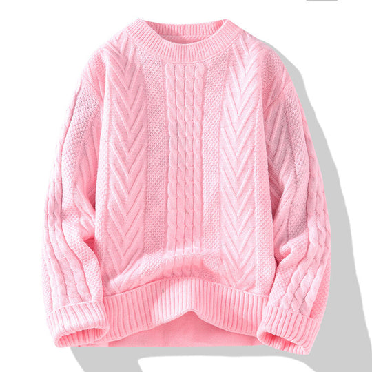 Herren Grobstrickpullover mit Zopfmuster und lässigem Schnitt EB