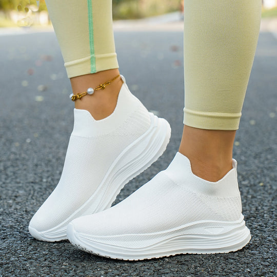 Damen sportliche Slip-On Sneakers mit atmungsaktivem Obermaterial und dämpfender Sohle EB