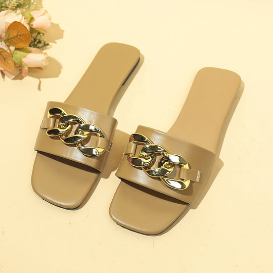 Damen Elegante Sandalen mit modischem Kettenakzent EB
