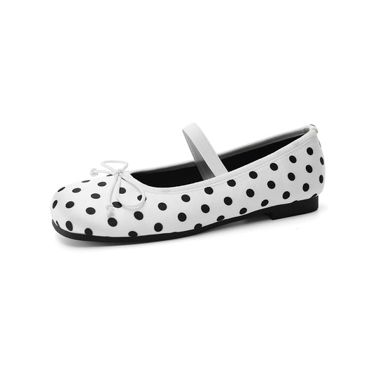 Damen Ballerinas mit modischem Punkte-Design und elastischem Riemen EB