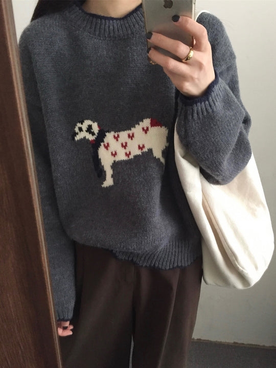 Damen kuscheliger Pullover mit Tiermotiv EB