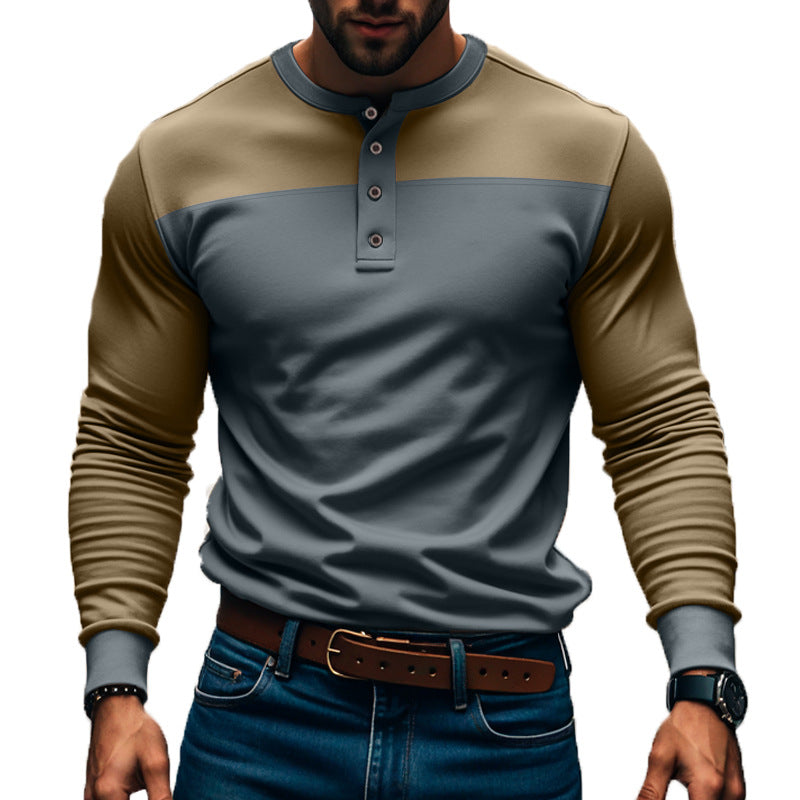 Herren nan funktionales Henley-Langarmshirt mit Raglanärmeln, verstärkter Knopfleiste und tailliertem Schnitt EB