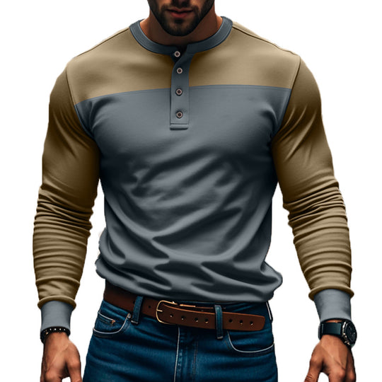Herren nan funktionales Henley-Langarmshirt mit Raglanärmeln, verstärkter Knopfleiste und tailliertem Schnitt EB