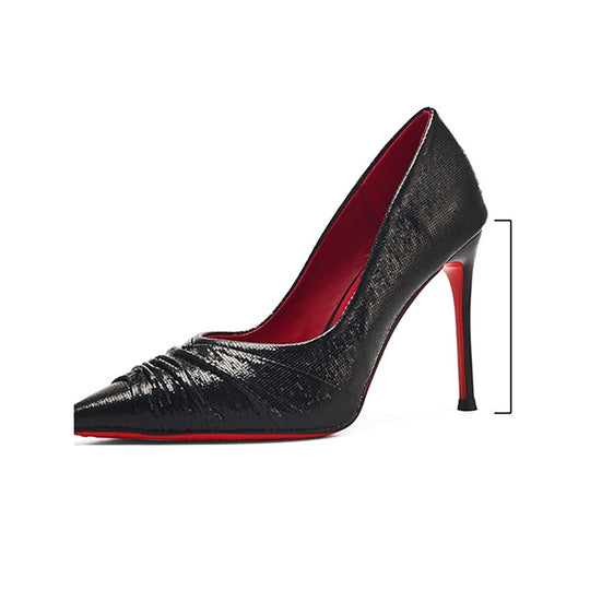 Damen spitze High Heel Pumps mit eleganter Faltenverzierung EB