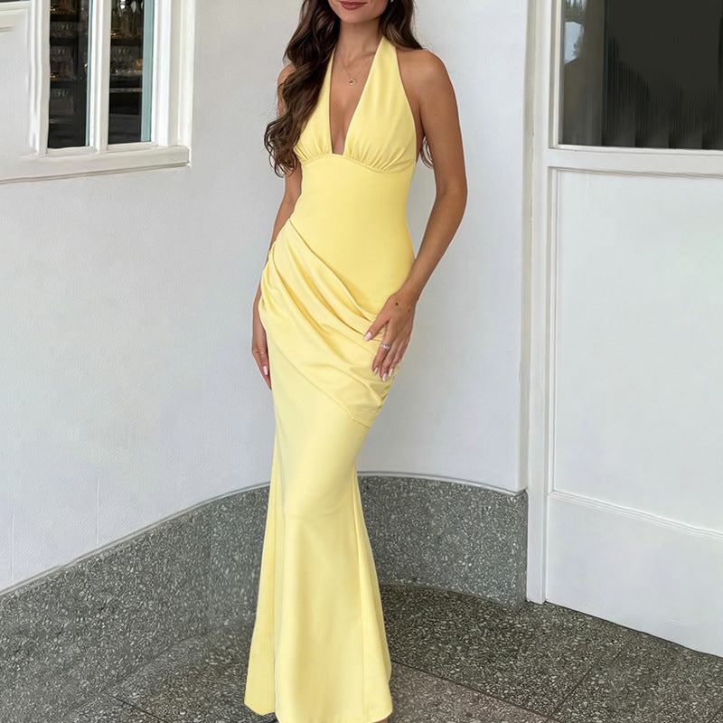 Damen figurbetontes Wickelkleid mit tiefem V-Ausschnitt und Drapierungen EB