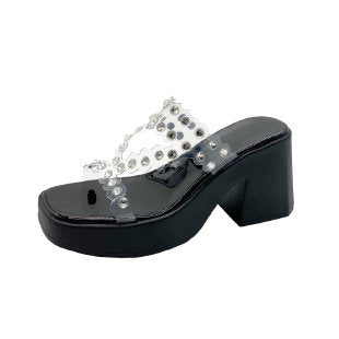 Damen Plateau-Pantoletten mit glitzernden Details EB