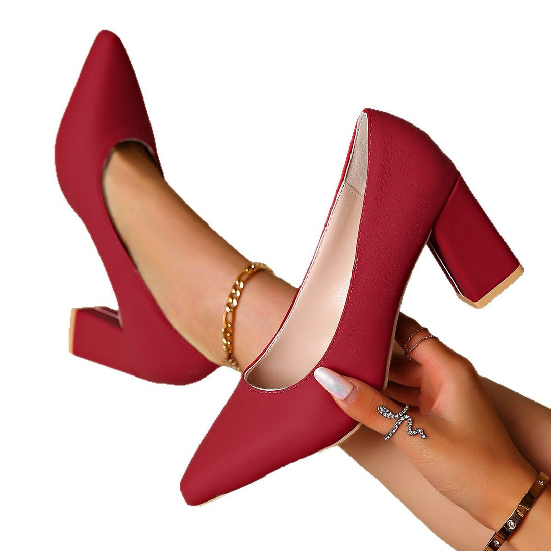 Damen Elegante Pumps mit modischem Blockabsatz und spitzem Design EB