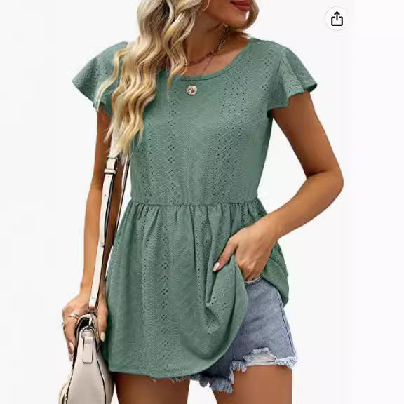 Damen Sommerliches Blusenshirt mit Rüschendetails EB