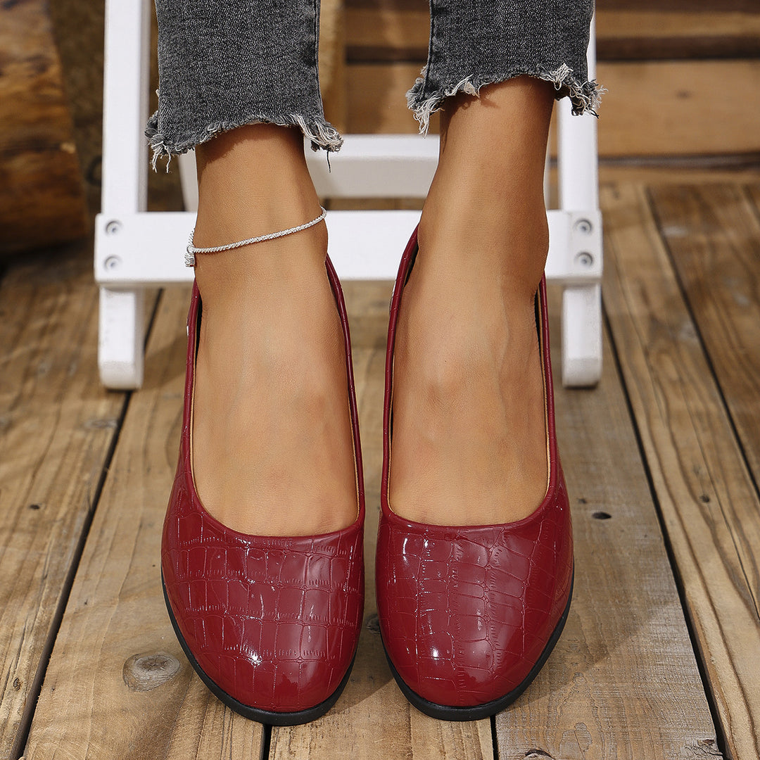 Damen elegante Ballerinas mit glänzender Krokodilprägung EB