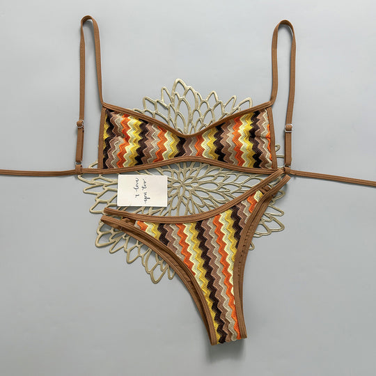Damen Zweiteiliges Bikiniset mit geometrischem Zigzag-Muster EB