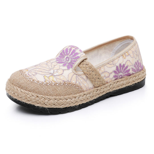 Damen bequeme Slip-On Freizeitschuhe mit floralem Dekor EB