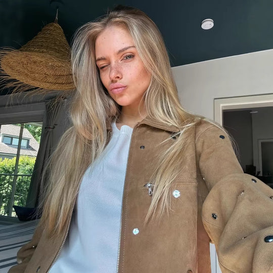 Damen Modische Kurzjacke mit Nieten EB