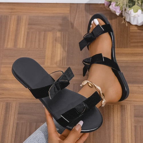 Damen bequeme Slides mit modischem Schleifen-Design EB