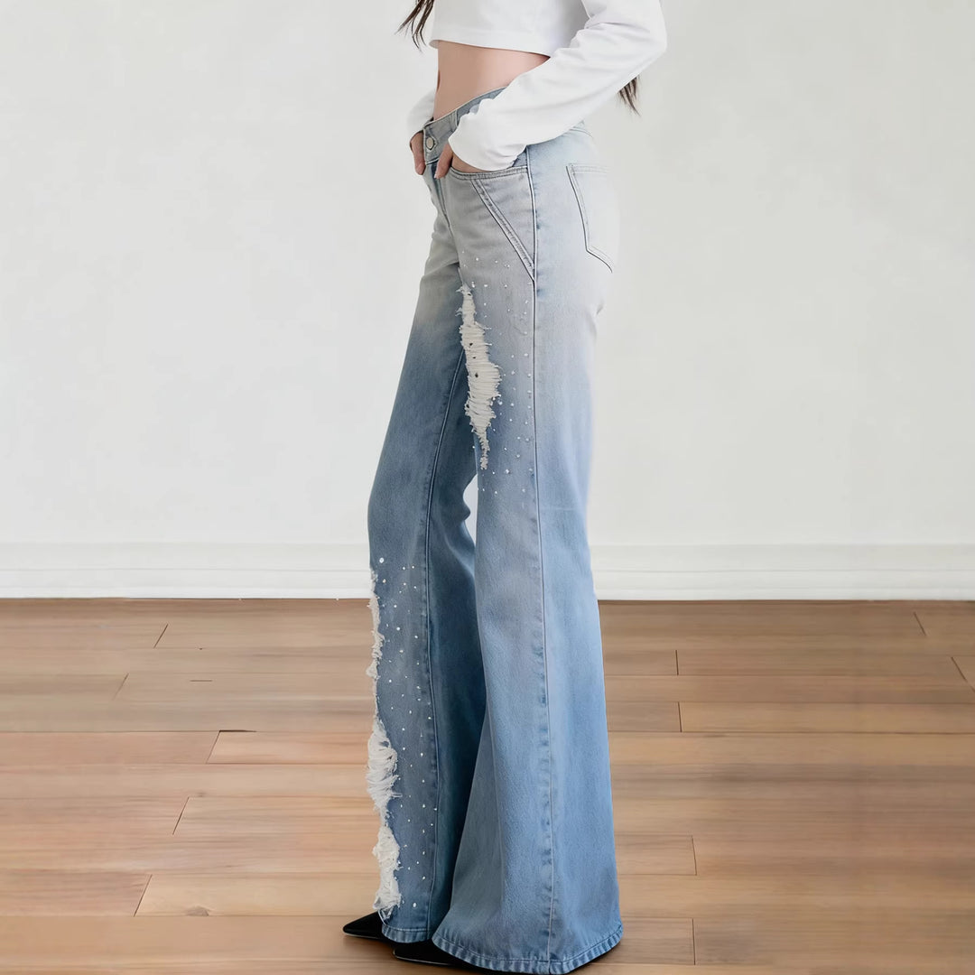 Damen Schlagjeans mit modischen Destroyed-Details und komfortablem Sitz EB