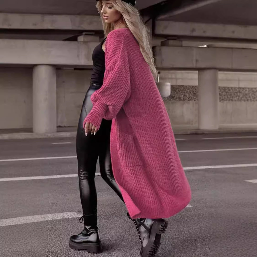 Damen Grobstrickmantel im lässigen Oversized-Stil mit tiefen Taschen EB