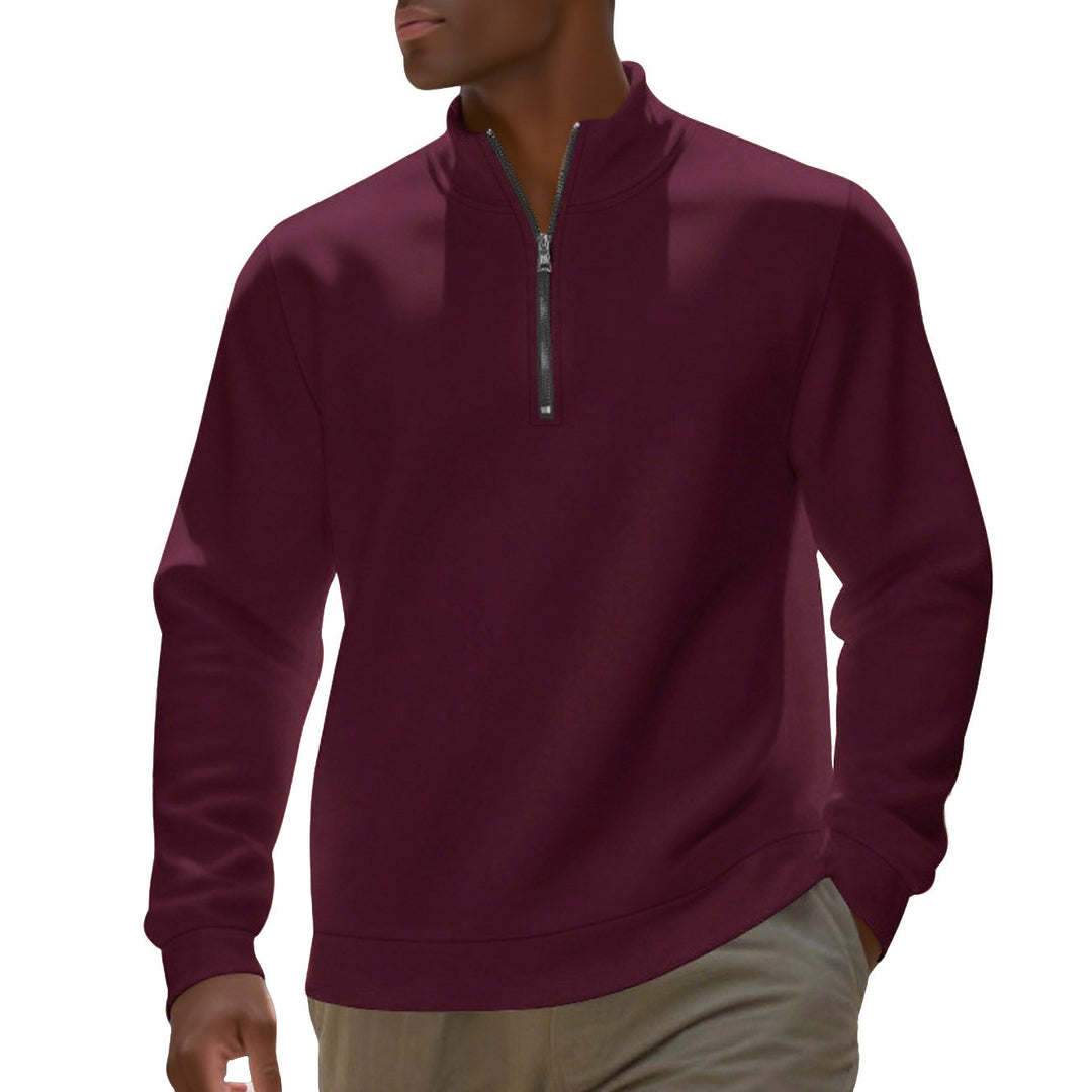 Herren nan Halbzip-Sweatshirt aus Baumwollmix mit Stehkragen, weichem Innenfutter und Rippbündchen EB