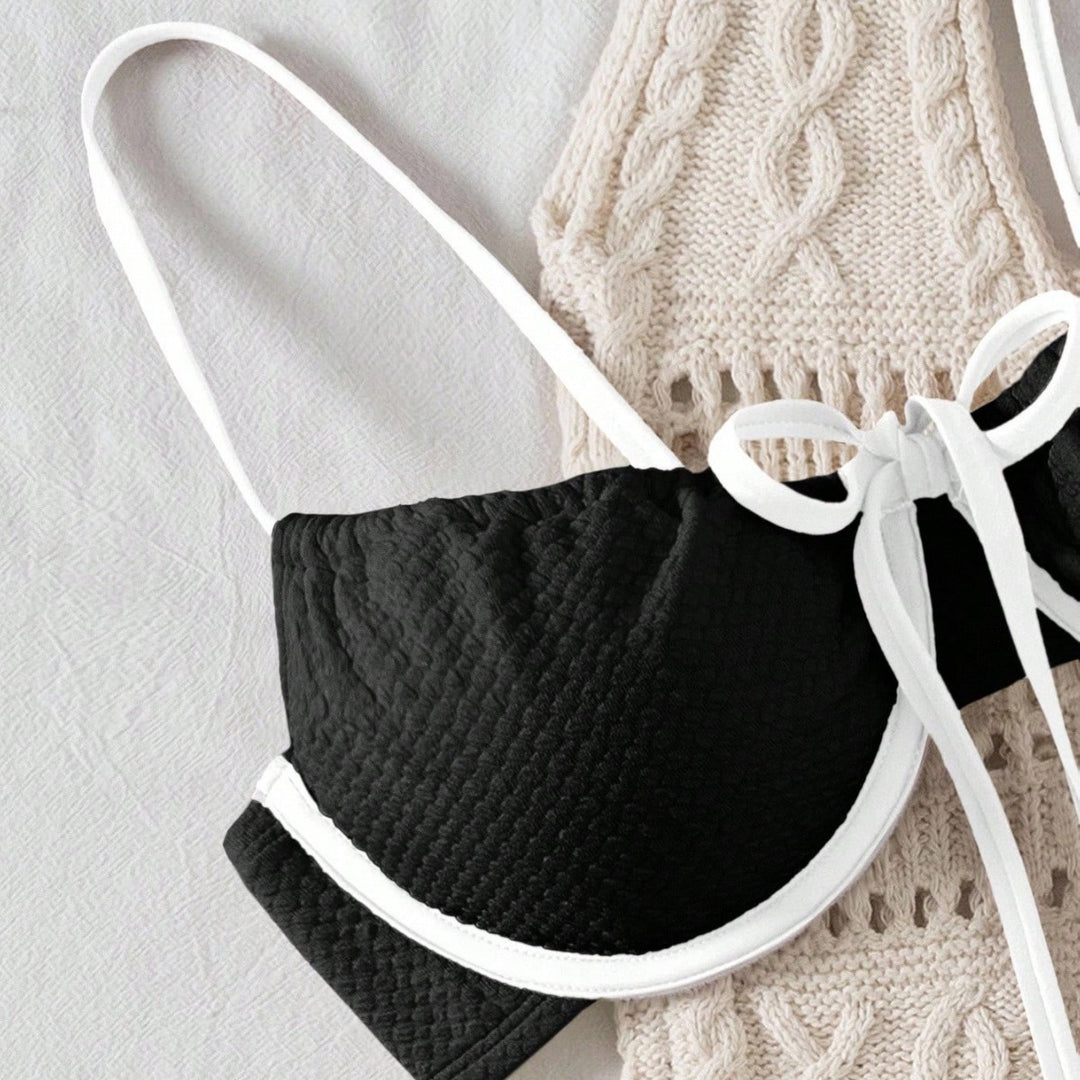Damen Bikiniset mit feinem Wellenmuster und verstellbaren Trägern EB