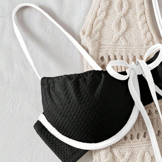 Damen Bikiniset mit feinem Wellenmuster und verstellbaren Trägern EB