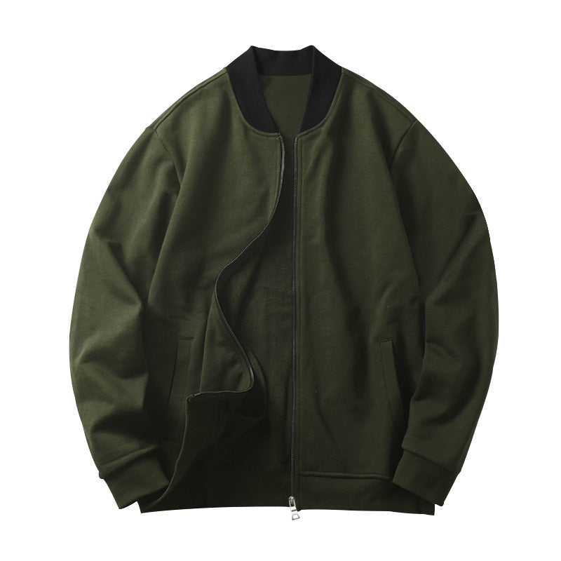 Herren Minimalistische Bomberjacke mit durchgehendem Reißverschluss, geripptem Stehkragen & Eingrifftaschen EB