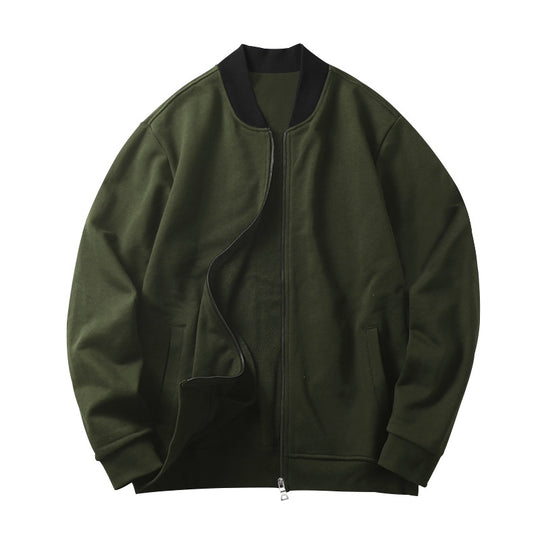 Herren Minimalistische Bomberjacke mit durchgehendem Reißverschluss, geripptem Stehkragen & Eingrifftaschen EB