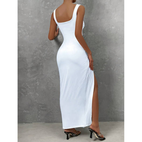 Damen Cut-Out Maxikleid mit seitlichem Schlitz und hochwertigem Material EB