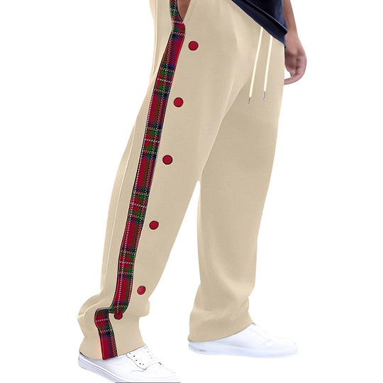 Herren Sportliche Freizeithose mit Knopfleisten und Karomuster EB