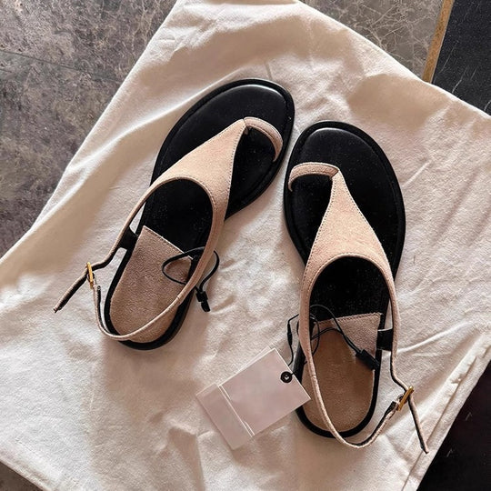 Damen Modische Zehentrenner-Sandalen mit elegantem Riemendesign und bequemem Fußbett EB