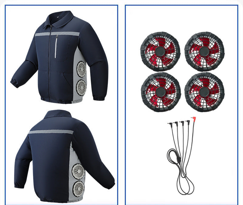 Unisex nan kühlende Ventilationsjacke mit integrierten seitlichen Lüftern und atmungsaktivem Funktionsmaterial R&B